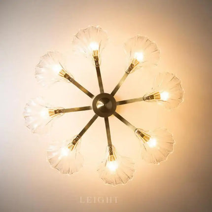 Plafonnier en verre antique avec coquille cuivre design moderne élégant — LZ4X9B
