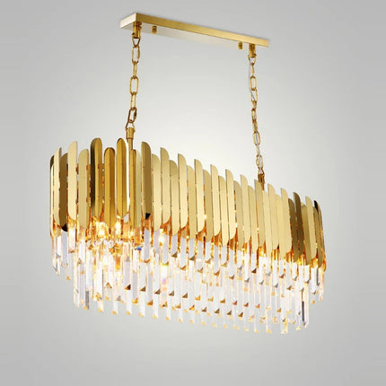 Lustre Art Déco en cristal et acier inoxydable avec éclairage LED — LZQ7D2