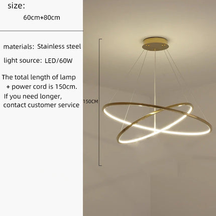 Lustre suspension cercle doré style nordique pour intérieur — LZ4D7XQ
