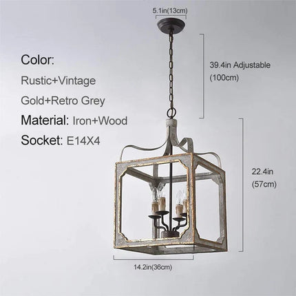 Suspension lustre vintage en bois gris pour salon et cuisine — LZ4X9P