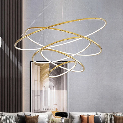 Lustre suspension cercle doré style nordique pour intérieur — LZ4D7XQ