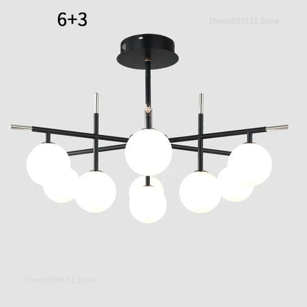 Lustre nordique en fer avec boule de verre LED pour restaurant — LZ4P9XQ