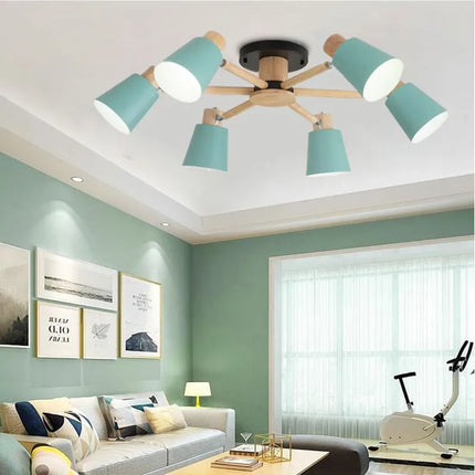 Lustre suspension nordique en bois massif au design moderne — LZ4X9T