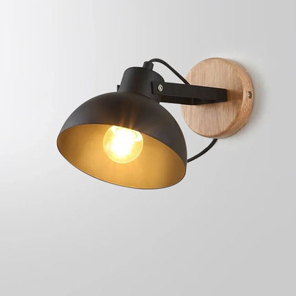 Applique murale industrielle nordique en bois avec lampe E27 LED — LZ4X9M2