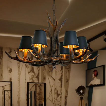 lustre vintage amérique pour café bar hôtel avec suspension deerhorn