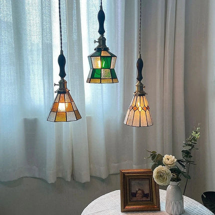 Lustre nordique en cuivre avec verre coloré — LZ4X9P2