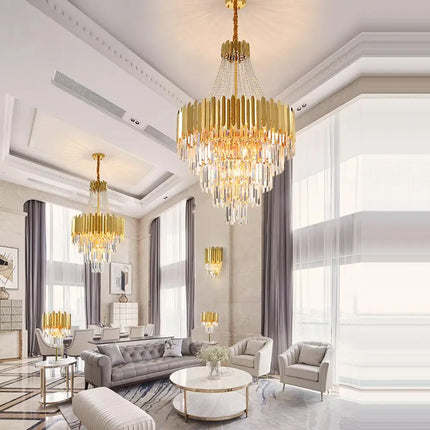 Lustre Art Déco en cristal et acier inoxydable avec éclairage LED — LZQ7D2