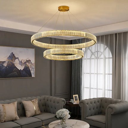Lustre suspension moderne en cristal pour intérieur élégant — LZ4X9Q