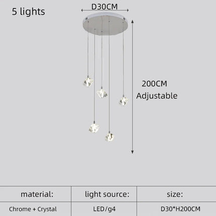 Lustre carré en cristal moderne pour escalier et restaurant — LZ4X9T