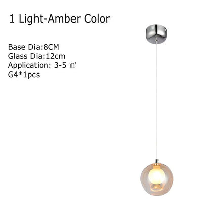 Lustre suspension en verre soufflé avec appliques LED colorées G4 — LZ4X9M