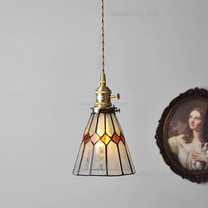 Lustre nordique en cuivre avec verre coloré — LZ4X9P2