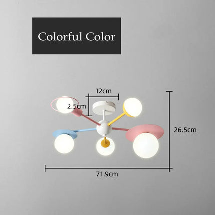 Lustre enfant avec abat-jour en verre LED motif dessin animé — LZ4XJ9