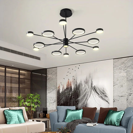 Plafonnier LED multi-têtes en fer noir design — LZ4X9P