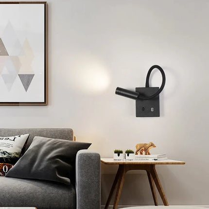 Applique murale LED nordique avec port USB et interrupteur — LZ4X9T2