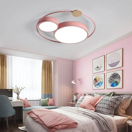 Plafonnier LED rond nordique en bois et acrylique macaron — LZ4X9P