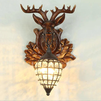 Applique murale rétro en bois avec motif tête de cerf — LZ4X9P