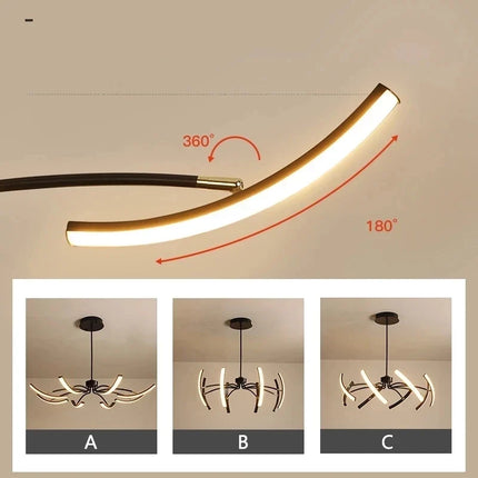 Lustre moderne noir 6 lumières réglable en métal — LZ4X9P