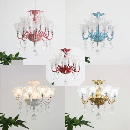 Suspension mini créative avec abat-jour en verre et cristal — LZ4P9XQ