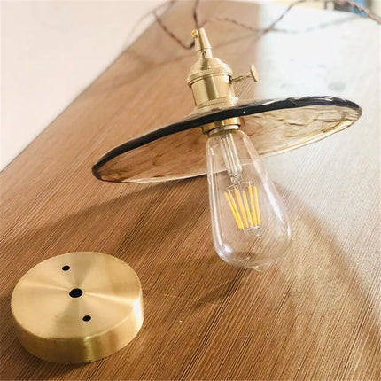 Suspension vintage en verre et laiton style nordique — LZ4X9T2