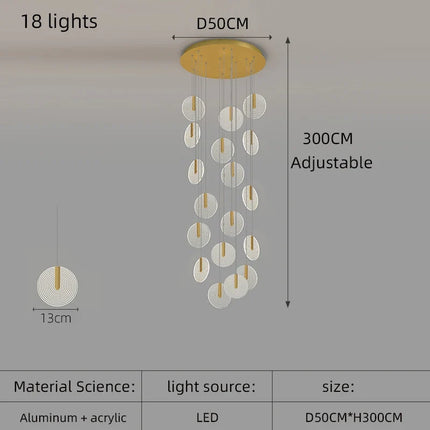 Lustre LED moderne pour escalier en colimaçon et plafond haut — LZ4X9P2