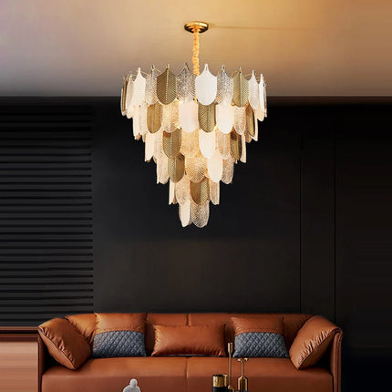 Lustre LED moderne style art déco en acier inoxydable — LZ4X9Q2