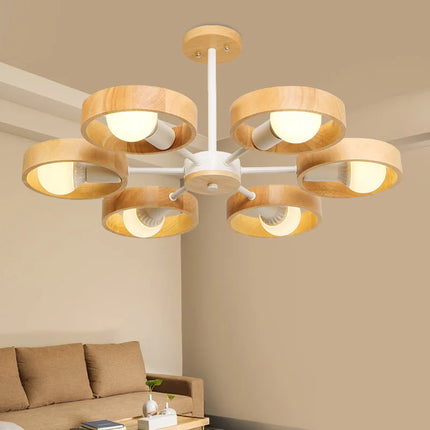 Lustre suspension scandinave minimaliste rotatif 360° en bois — LZ4X9Q2