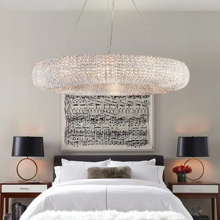Lustre LED en cristal avec finition chrome doré pour intérieur élégant — LZ4X9T