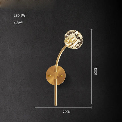 Applique murale LED postmoderne en cuivre et cristal — LZ4X9T1