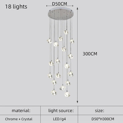 Lustre carré en cristal moderne pour escalier et restaurant — LZ4X9T