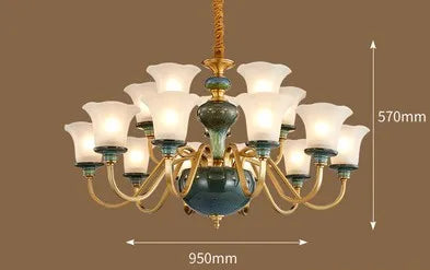 Lustre suspension en céramique et cuivre au design moderne épuré — LZ4X9J