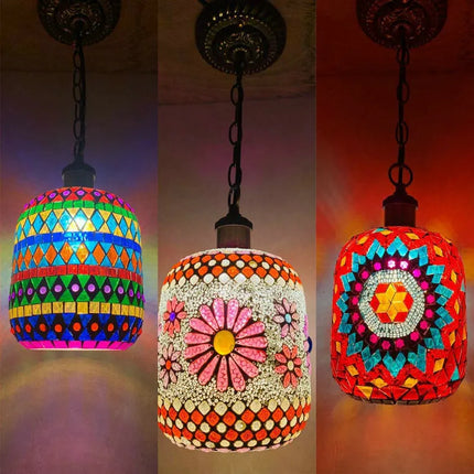 Suspension LED style bohémien en mosaïque turque rétro — LZ4X9P2