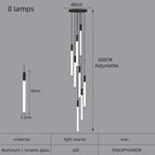 8 lampes / Or / Lumière blanche