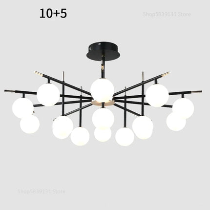 Lustre nordique en fer avec boule de verre LED pour restaurant — LZ4P9XQ