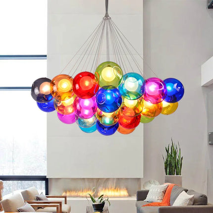 Lustre suspension en verre soufflé avec appliques LED colorées G4 — LZ4X9M