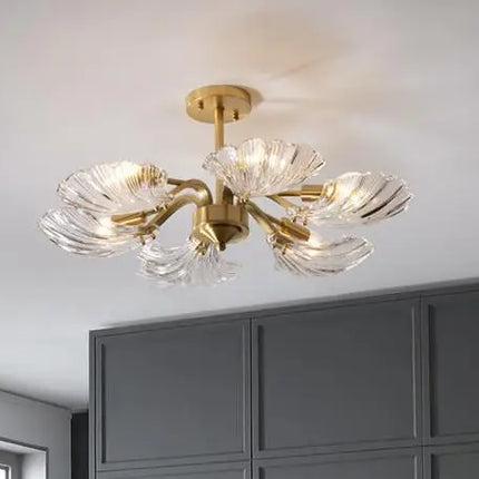 Plafonnier en verre antique avec coquille cuivre design moderne élégant — LZ4X9B
