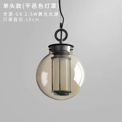 Lustre suspension industriel en métal et verre style art déco pour bar — LZ4X9P2
