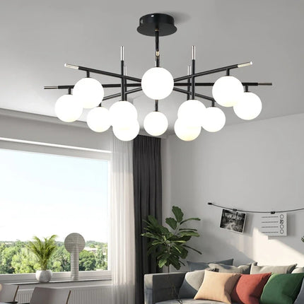 Lustre nordique en fer avec boule de verre LED pour restaurant — LZ4P9XQ