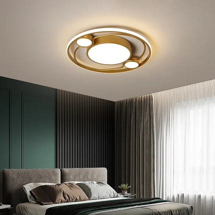 Plafonnier LED rond doré avec télécommande pour toutes pièces — LZ4P9XJ2