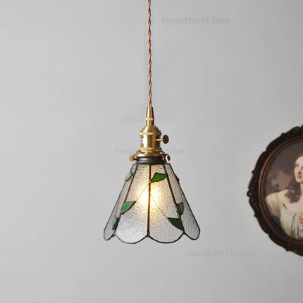 Lustre nordique en cuivre avec verre coloré — LZ4X9P2