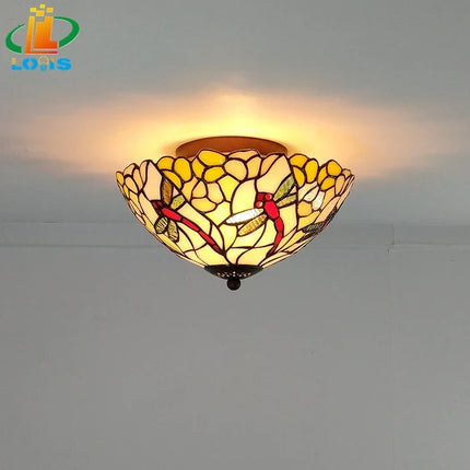 Plafonnier rétro en verre pour éclairage chic européen — LZ4G7XQ