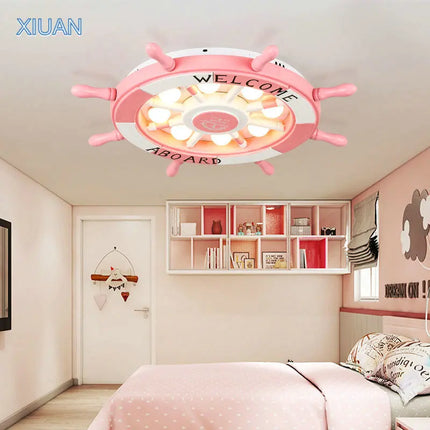 Lustre en bois méditerranéen avec LED pour chambre d'enfants — LZ4X9M