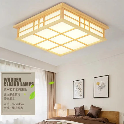 Plafonnier japonais en bois à LED pour éclairage élégant — LZ7D3Q