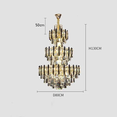 Lustre en cristal de luxe pour escalier et hall d’hôtel — LZ7XQ9