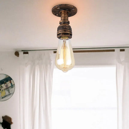 Plafonnier industriel rétro en tuyaux fer E27 style loft — LZ4X9QJ