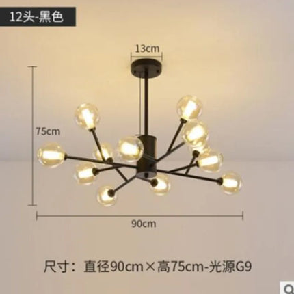 Lustre suspension globe industriel en verre et fer noir vintage — LZ4X9T2