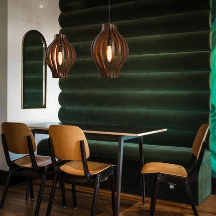 Lustre rétro en bois style sud-est asiatique pour intérieur — LZ4XJ9