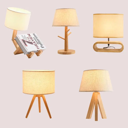 Lampe à poser en bois avec abat-jour en tissu décoratif moderne — LZ4X9M2