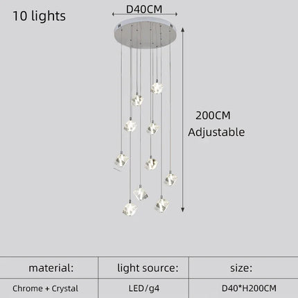 Lustre carré en cristal moderne pour escalier et restaurant — LZ4X9T