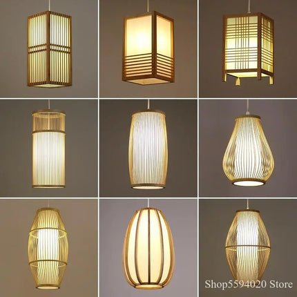 Lustre suspension en bambou style zen pour ambiance relaxante — LZ7D9X