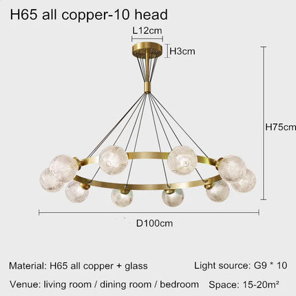 Lustre suspension en cuivre au design postmoderne nordique — LZ4X9P